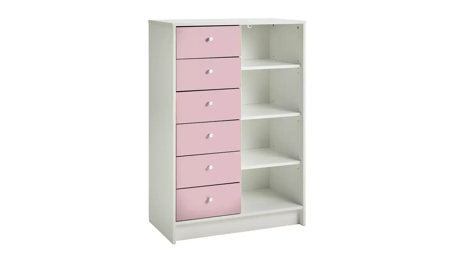 6 Drawer Chest - Pink & White