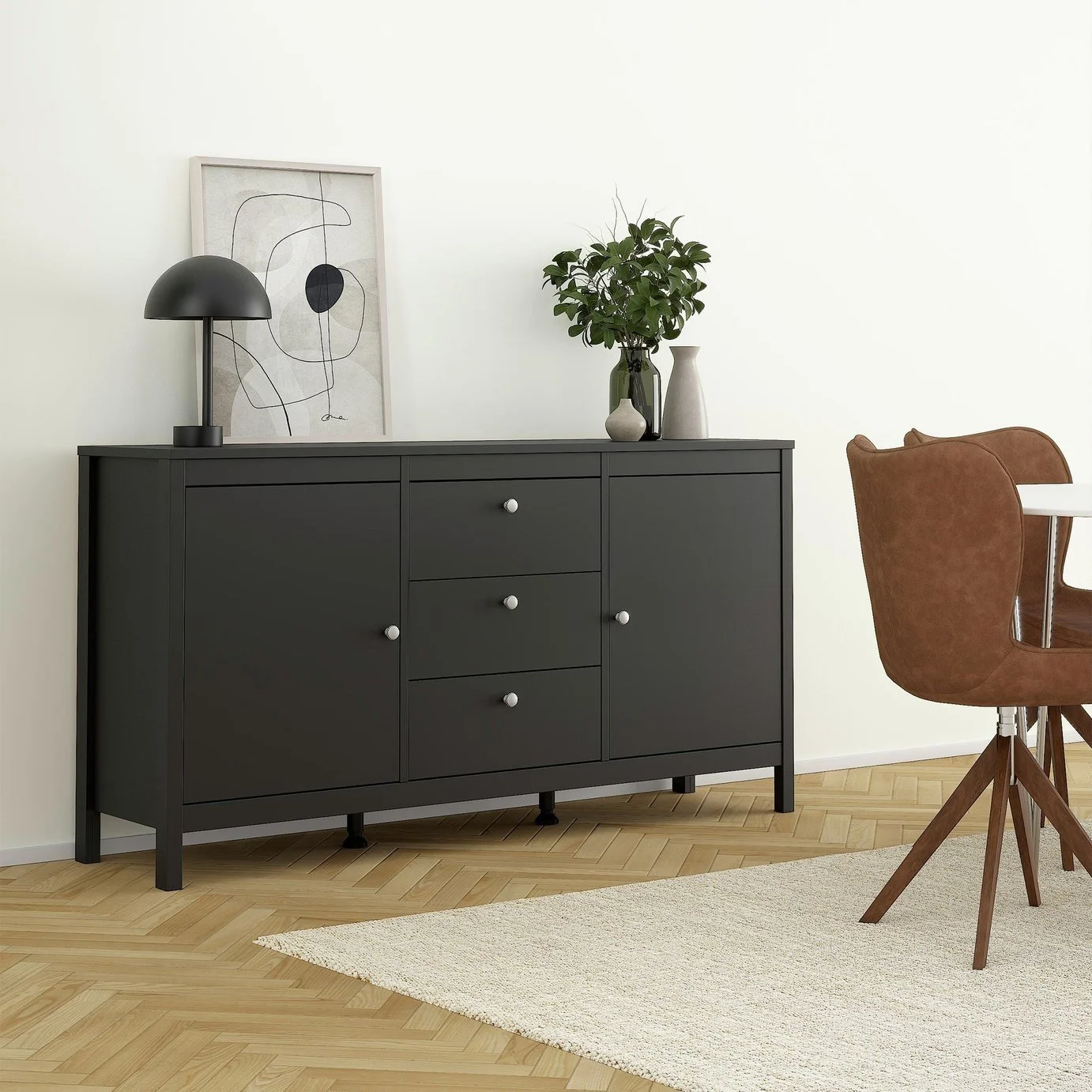 Tvilum Madrid 2 Door 3 Drawer Sideboard - Black 13155134.jpg