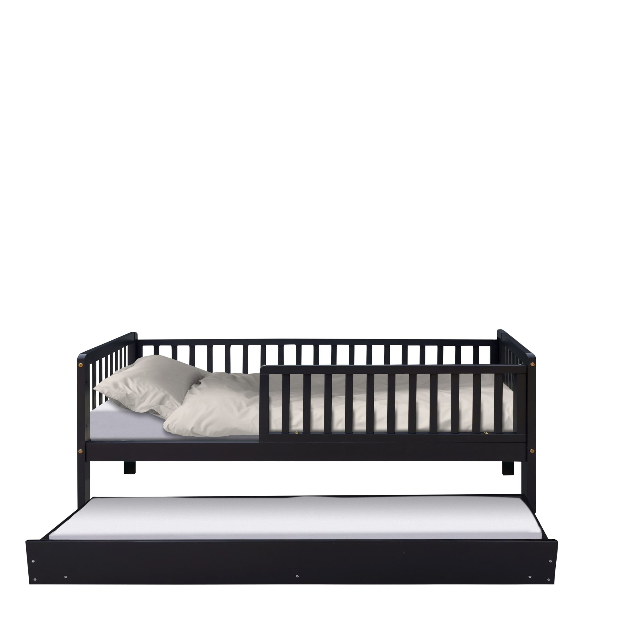 Toddler Bed with Pull-Out Trundle in Anthracite