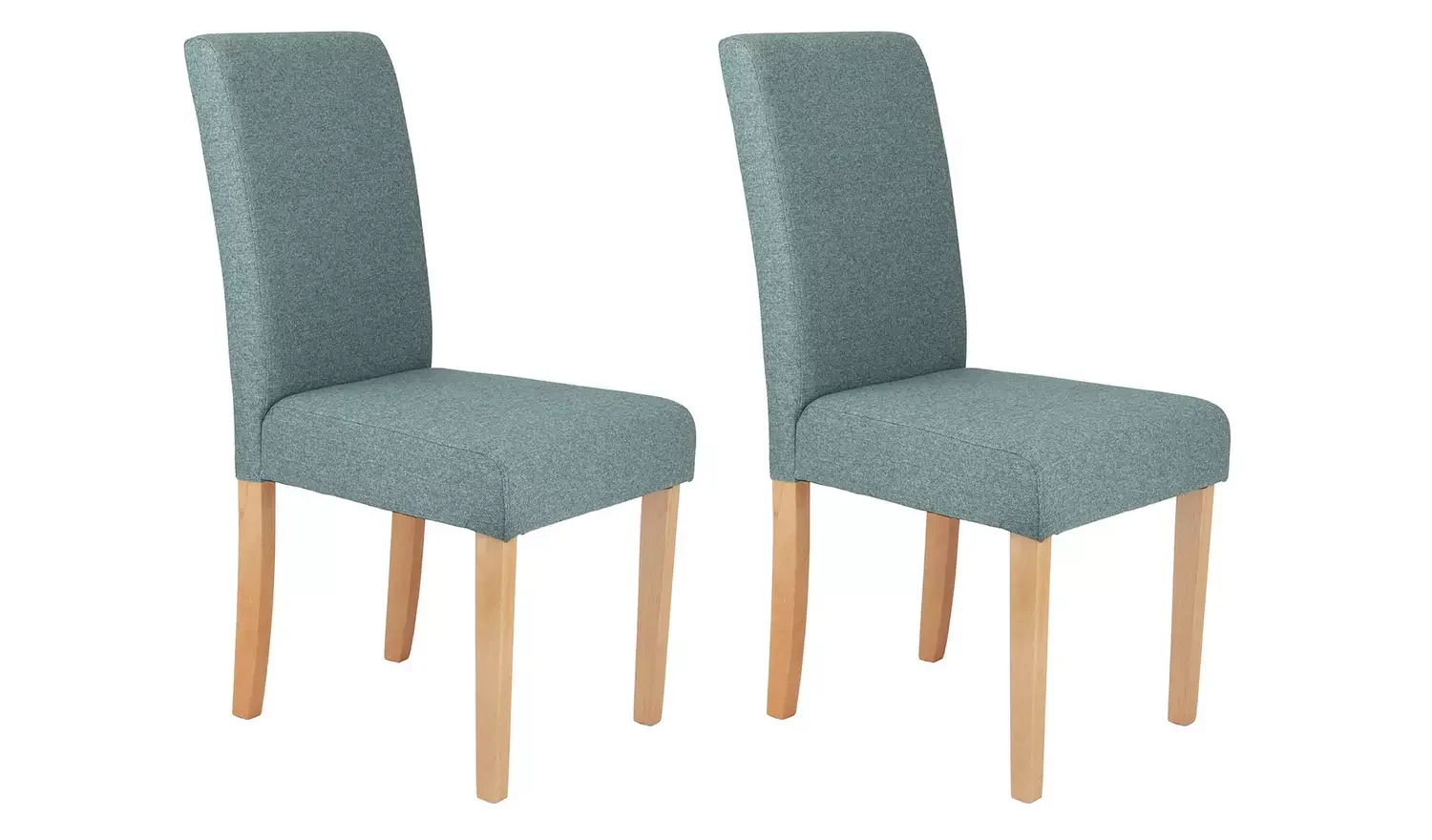 Pair of Midback Tweed Fabric Dining Chairs - Teal