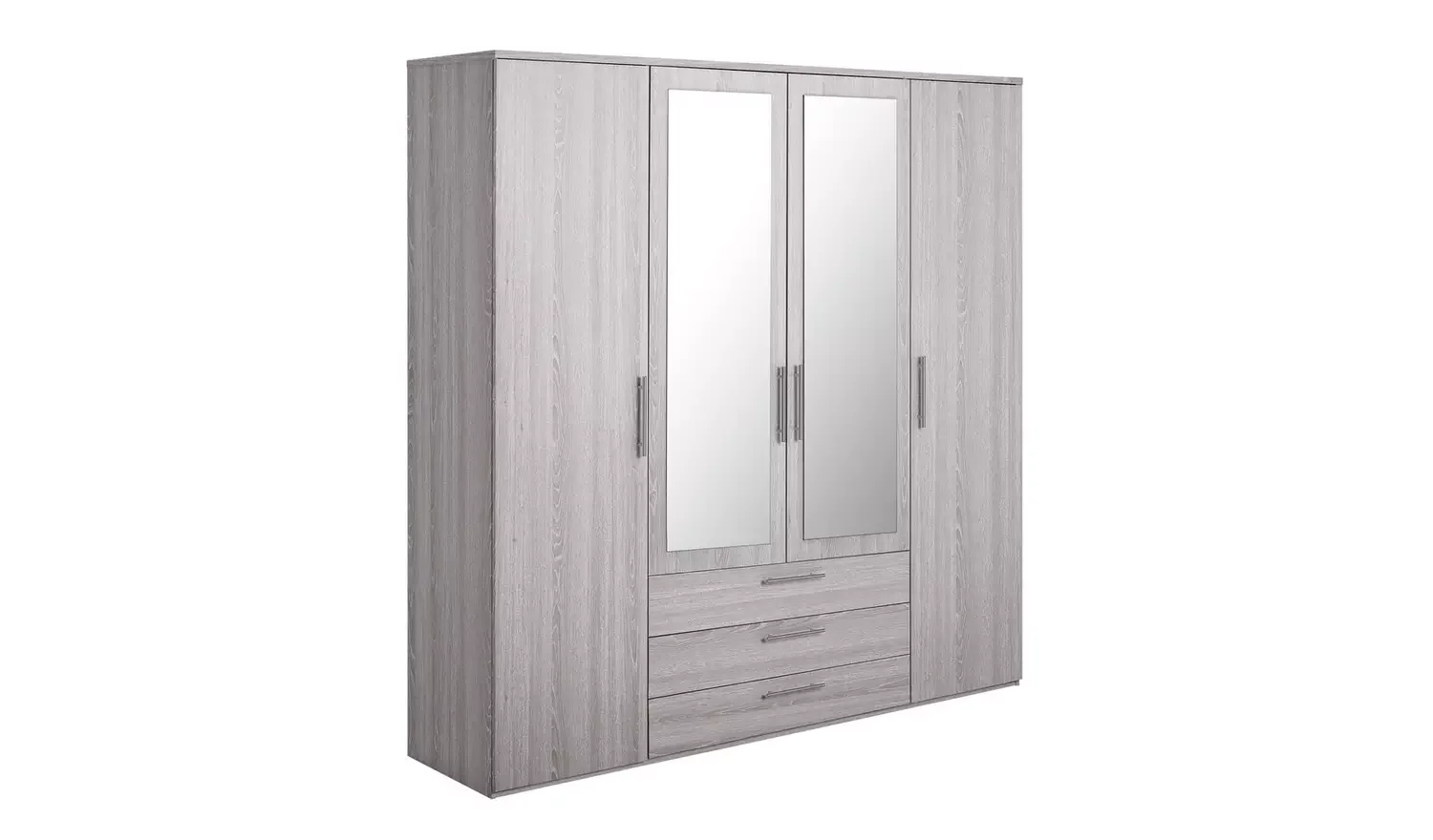 4 Door 3 Drawers Wardrobe Grey Oak