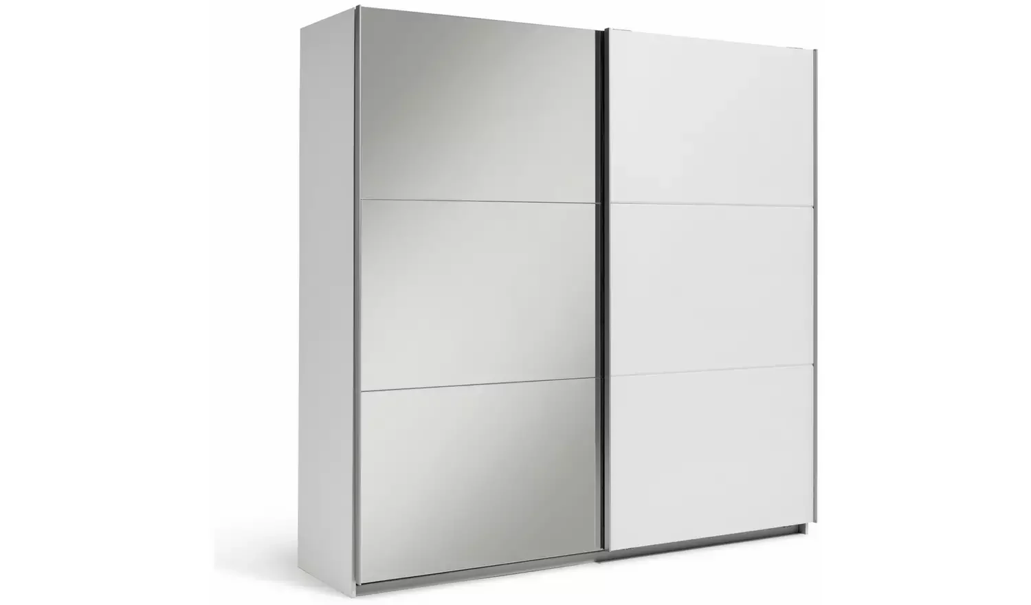 Half Mirror 200cm Sliding Wardrobe - White