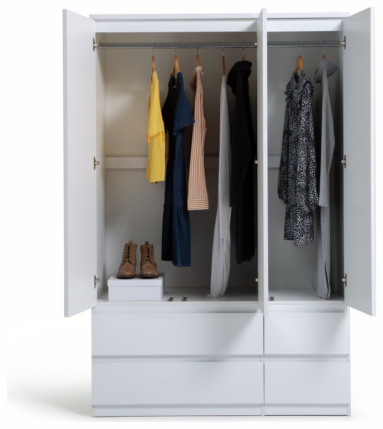 Argos Home Jenson 3 Door 4 Drawer Wardrobe - Matte White 17570681_3.jpg