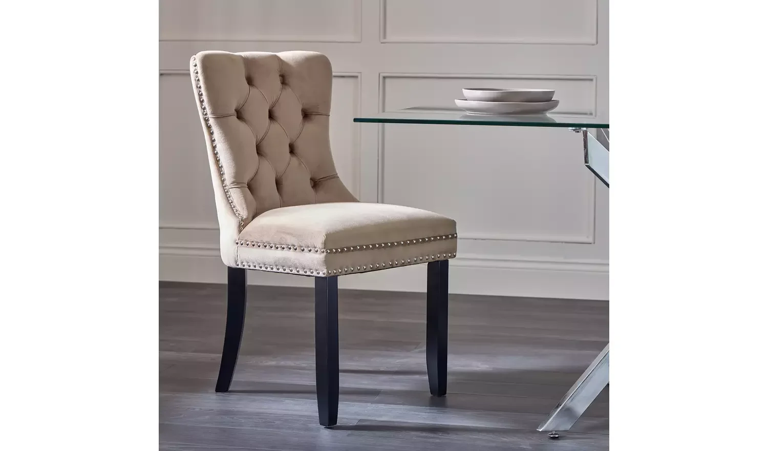 Princess Velvet Dining Chair - Taupe