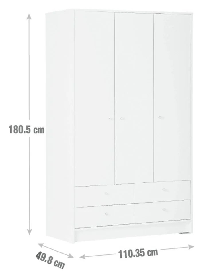 Argos Home Malibu 3 Door 4 Drawer Wardrobe - White 15421639_1.jpg