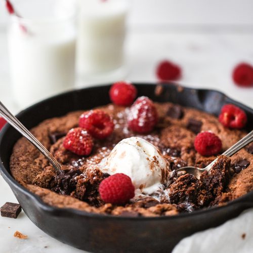 Double Chocolate Chunk Skillet Cookie