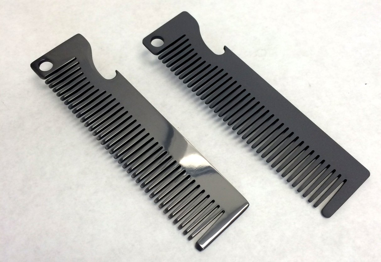 All of our coatings are conformal! Pictured above are two Metal Comb Works combs coated in TiAlN. One with a polished finish and the other with a matte finish.