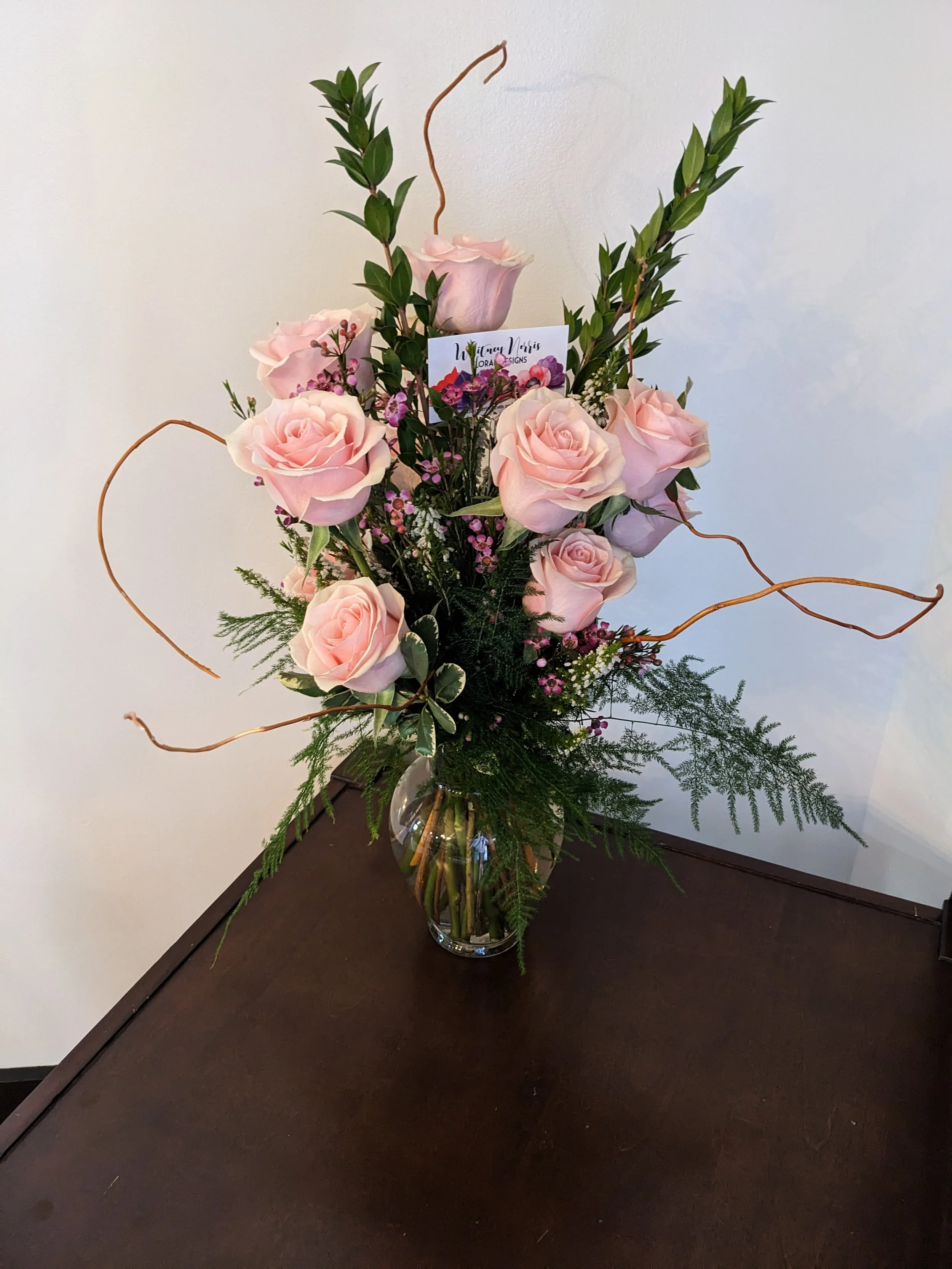 A Dozen Roses Vase Arrangement