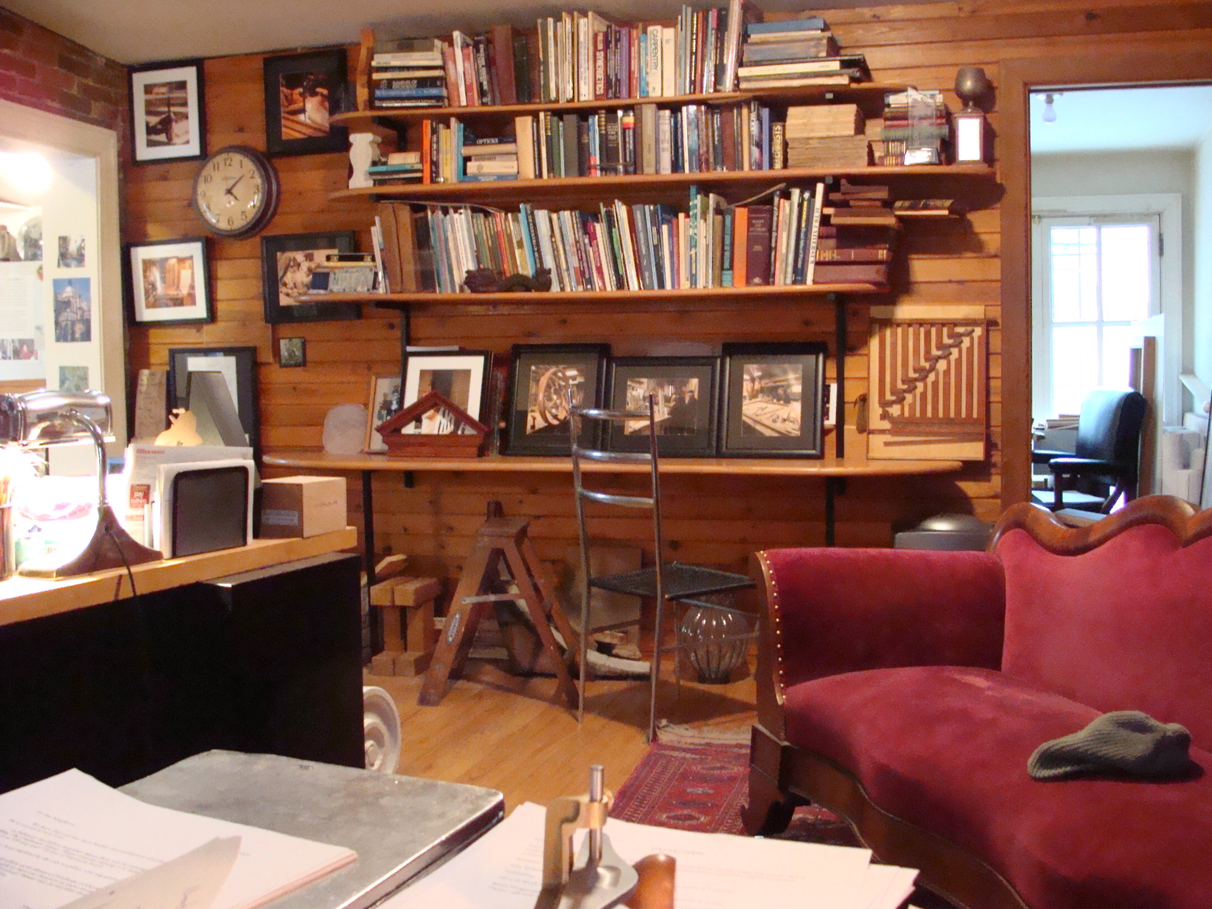 The small library from the old office is still an important resource despite today’s bounty of the world wide web.