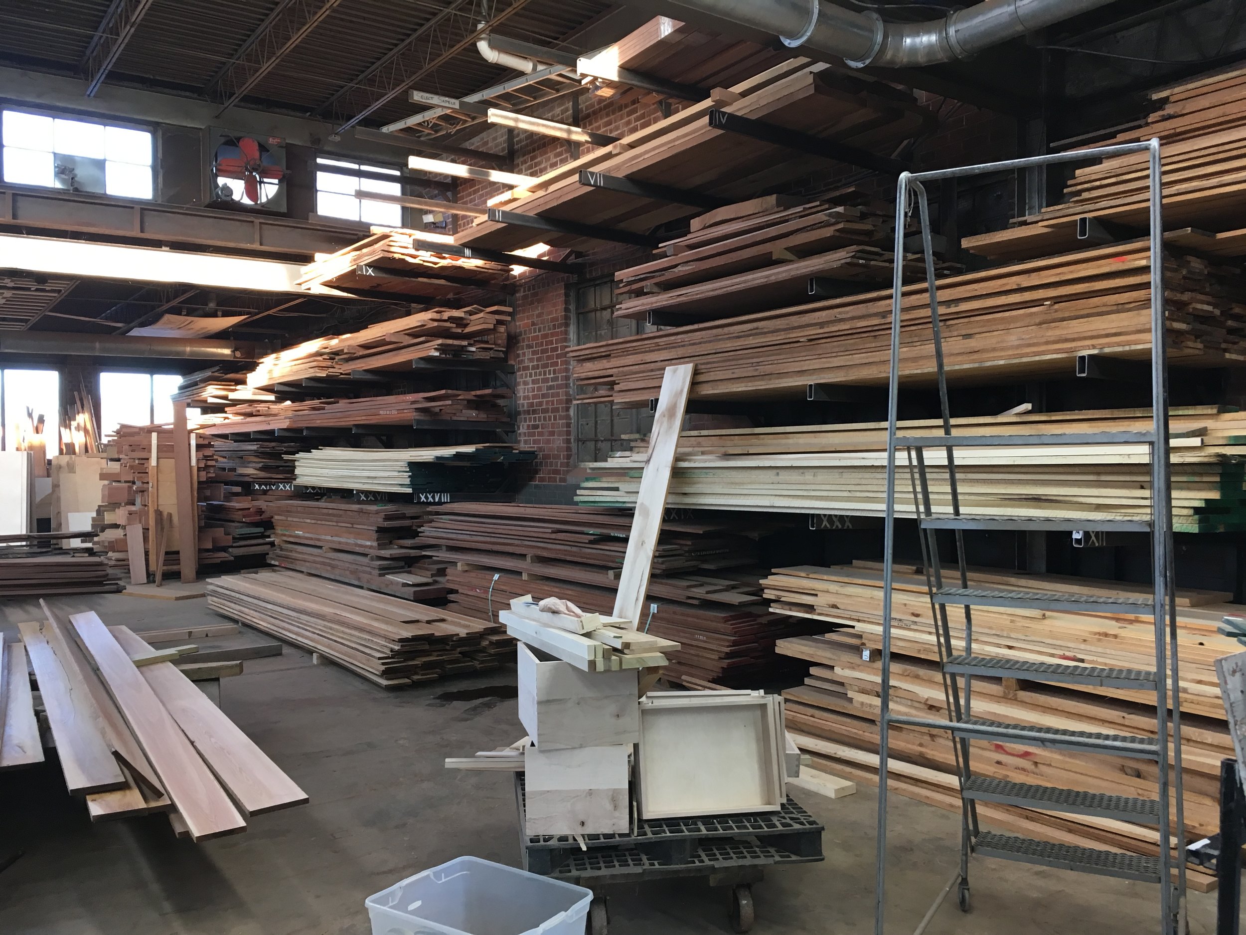 We can keep on hand over 20,000 board feet of hard wood with these fork lift accessible racks.