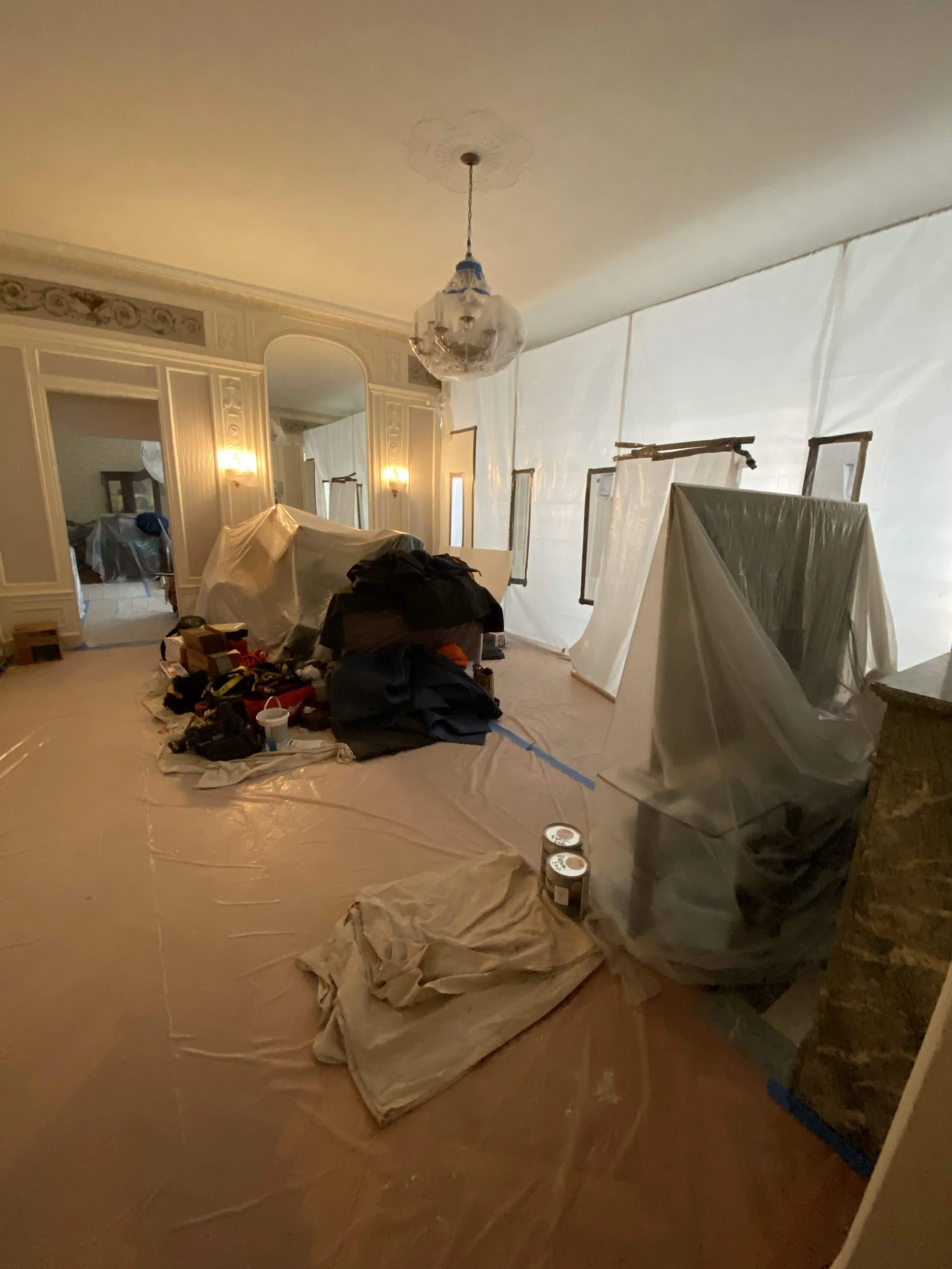 The ambassador moved out for two months during installation. This is his dining room.