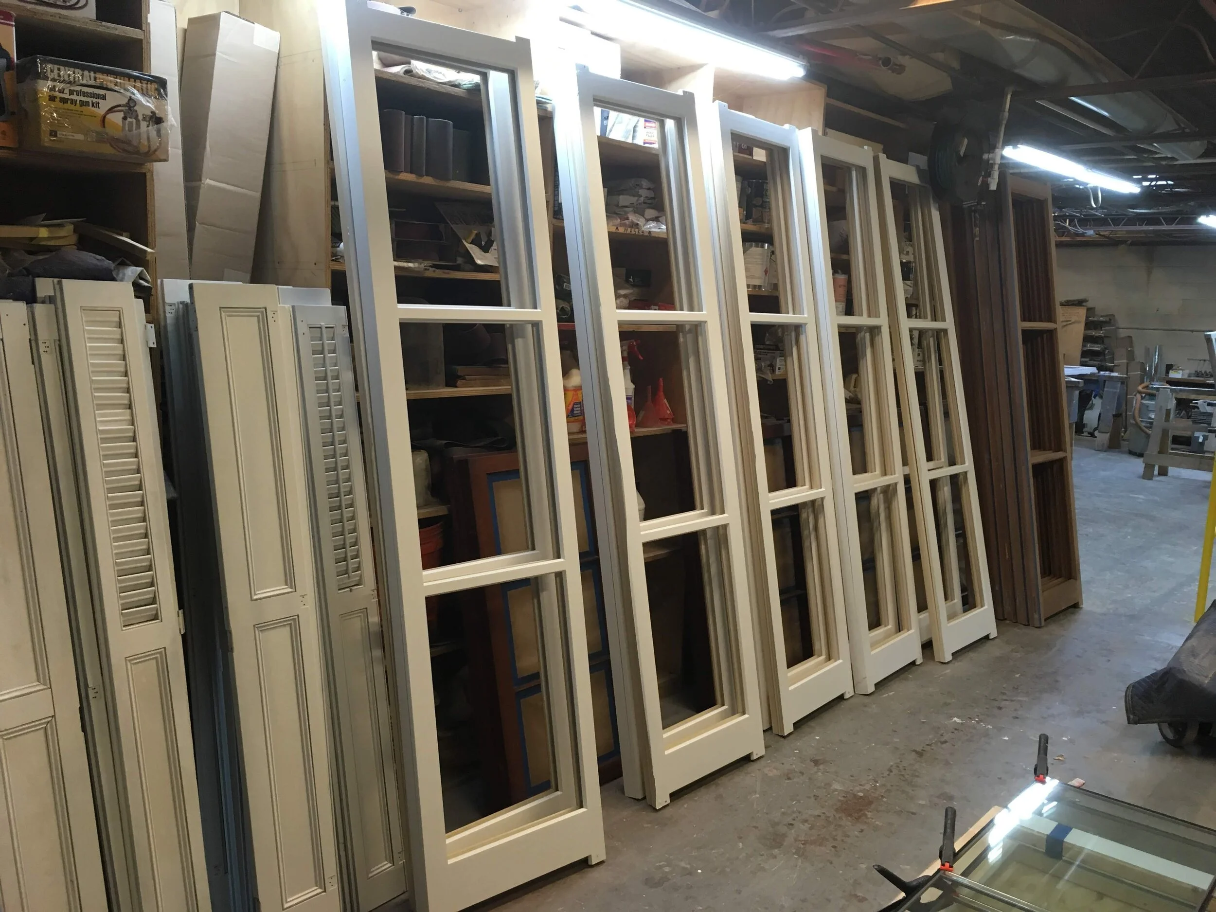 All finishing done in house, these sash received their acrylic paint in our spray booth.