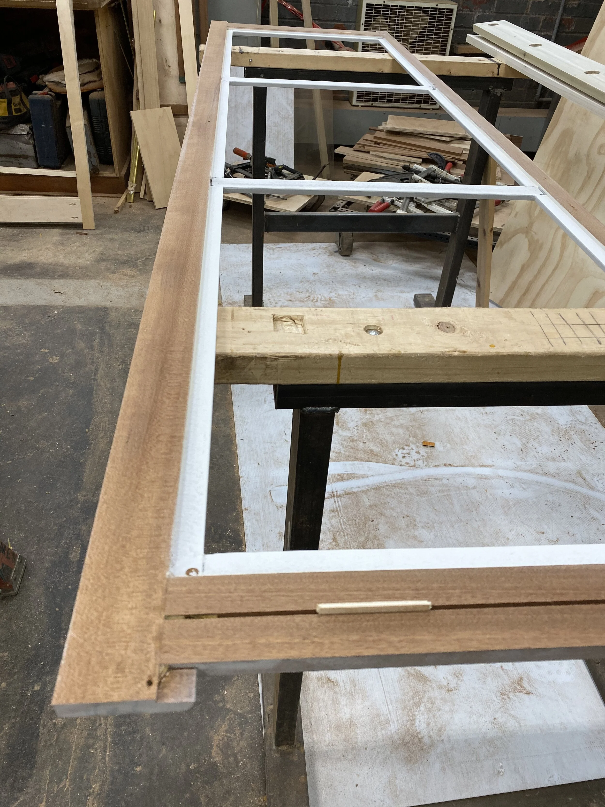 Note the groove in sash in foreground, this provides an index for perfect alignment between the two sash layers.