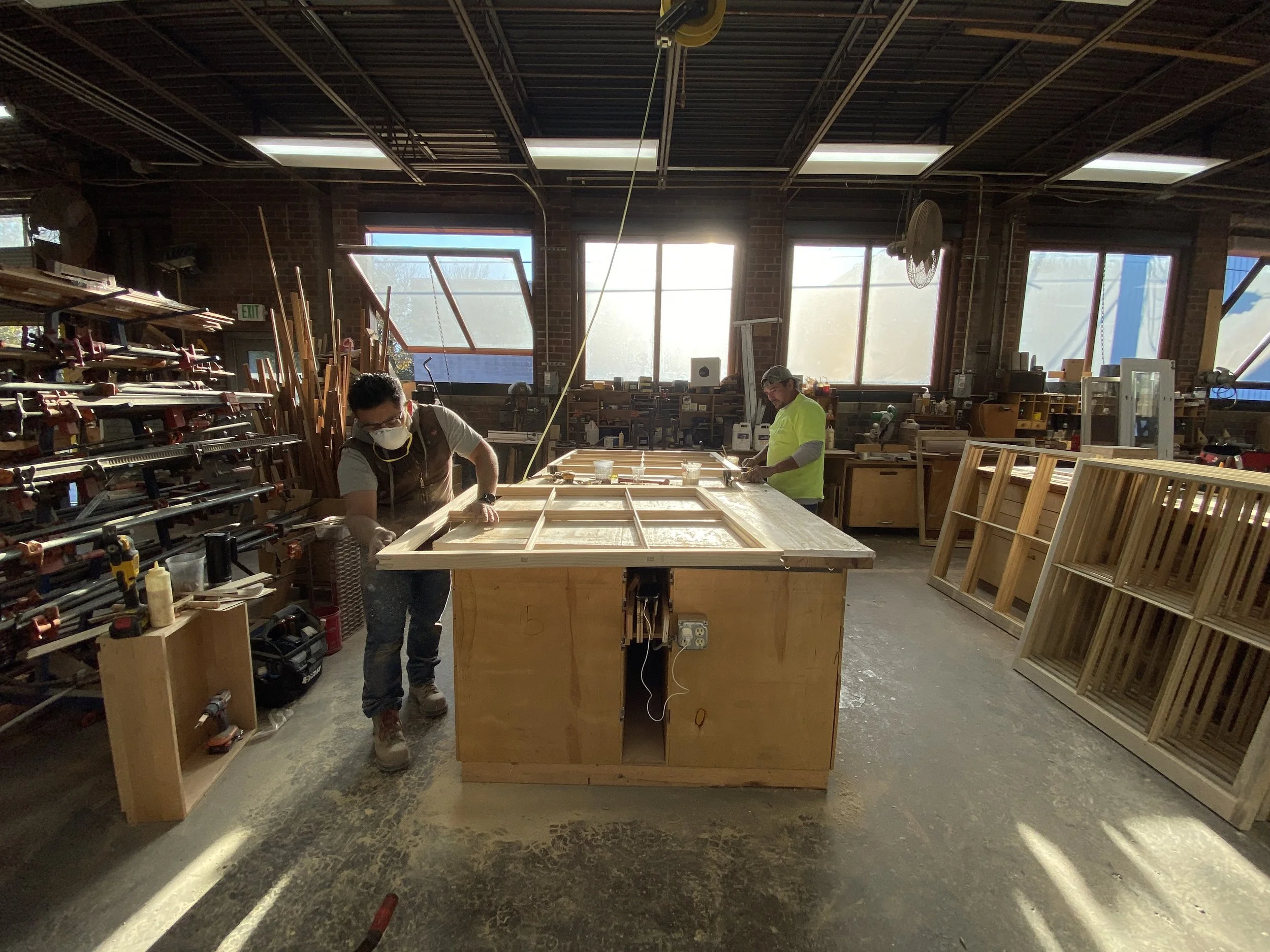 Accoya sash assembly in the final stages.
