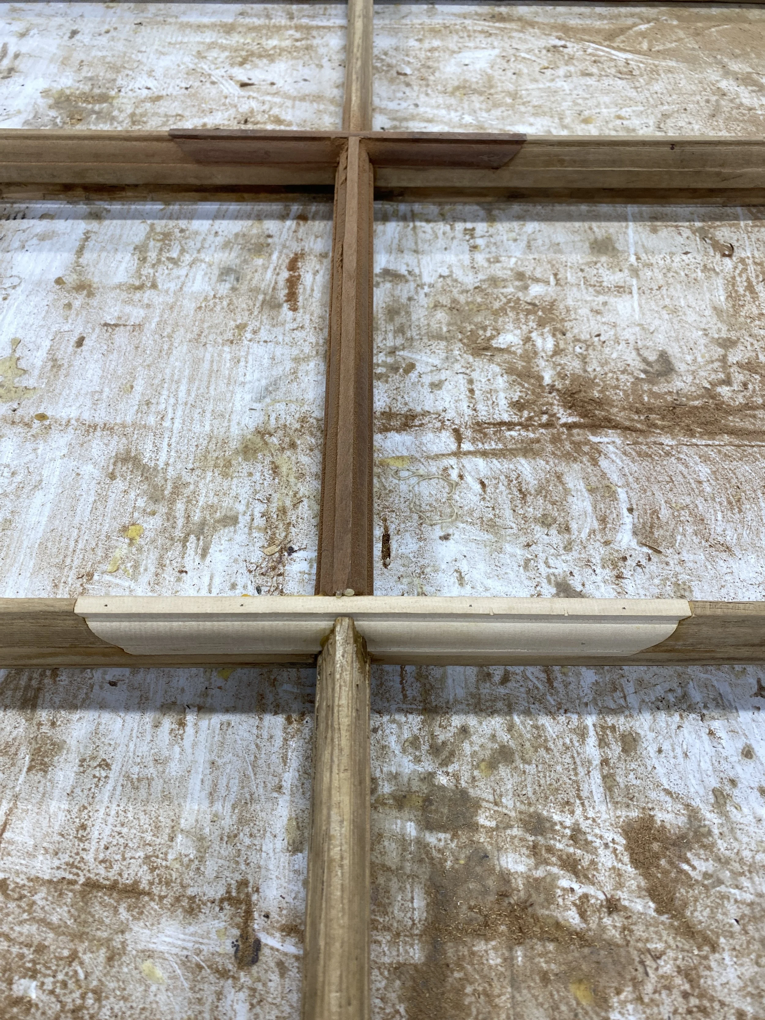 As we transition to exclusive use of Accoya in repairing historic sash, we still use the sapele mahogany. Someone in 100 years or more will find these three different species of wood in this sash and wonder what the heck is going on. 