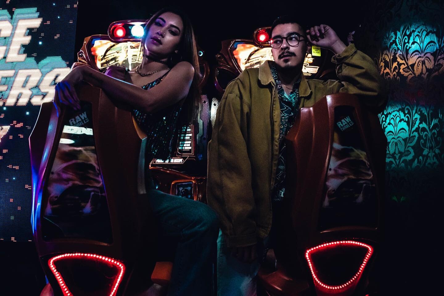 You wanna play games? 👾 

Photographer: @maddisenvmedia 
Stylist: @s.elopre 
Models: @malayareyn &amp; @ommr 

#arcade #arcadephotoshoot #neon #sandiegomodels