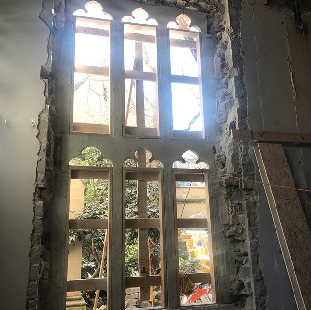 Melbourne University Old Quadrangle Building  restoration works of the heritage tracery window.  #heritage #restorations