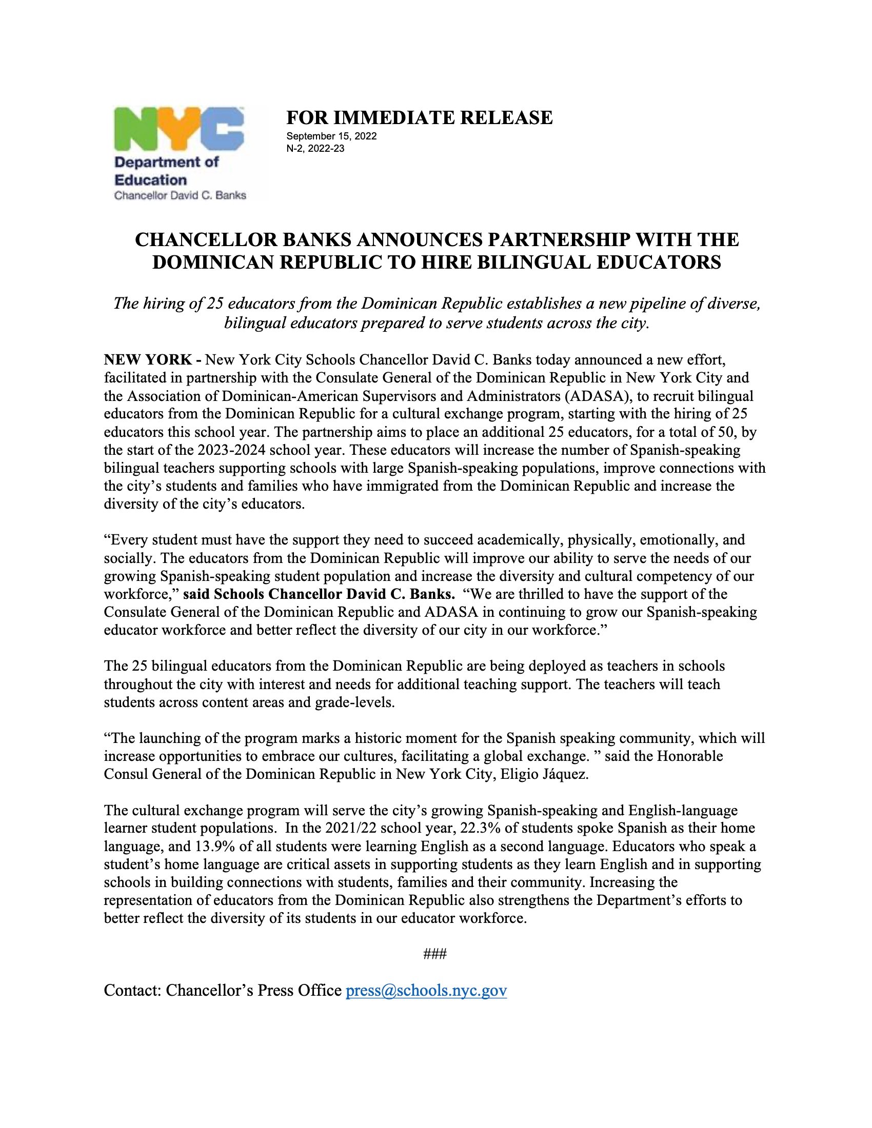 NYCDOE-Press+Release+N-2+2022-2023+%28Chancellor+Banks+Announces+Partnership+With+the+Dominican+Republic+to+Hire+Bilingual+Educators%29.jpg