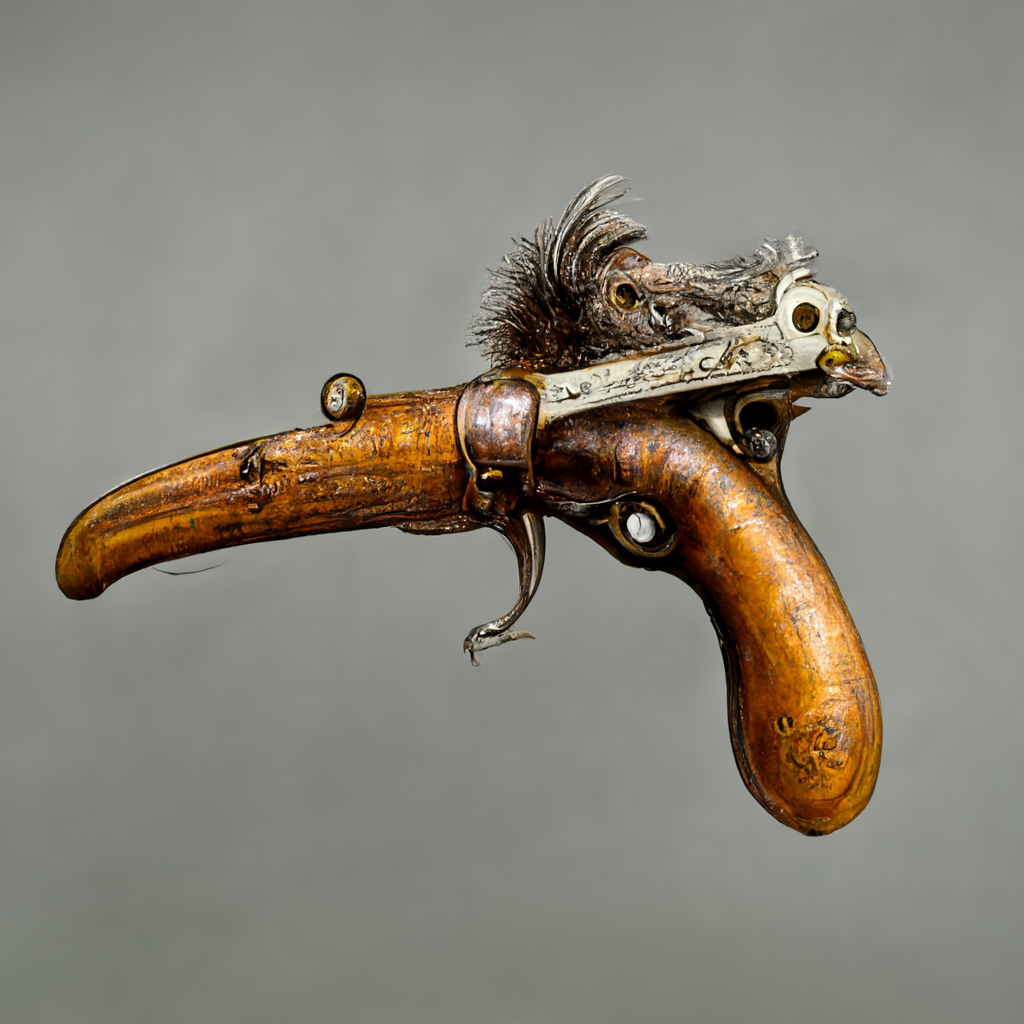 79b726d2-16e9-42ce-9648-a9e7aa50996a_jbrukh_a_flintlockpistolwithhairychickenfeethighresolution.png