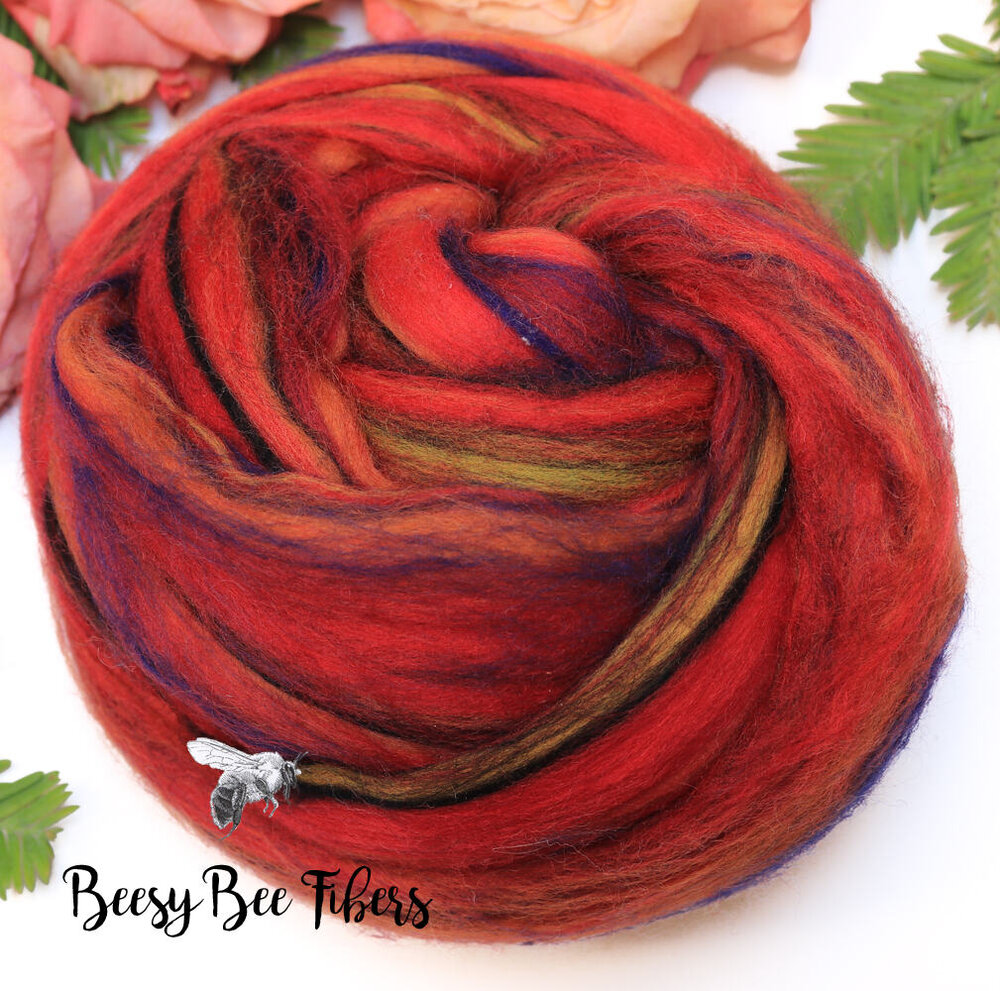 Merino Wool Roving, Premium Combed Top, Color Cinnabar, 21.5 Micron,  Perfect for Felting Projects, 100% Pure Wool,Made in The UK