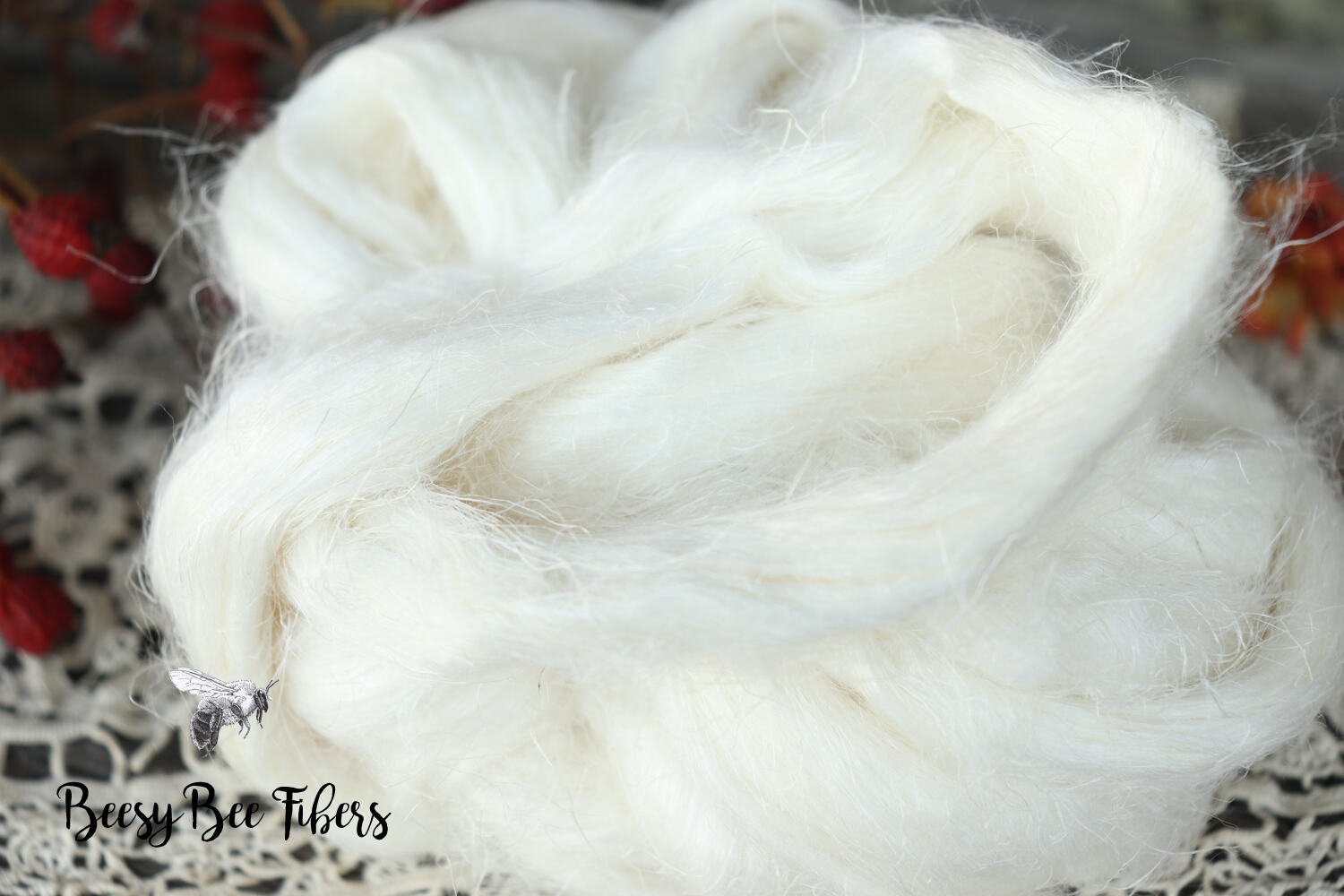 2OZ Unbleached undyed flax combed flax. linen fiber roving 