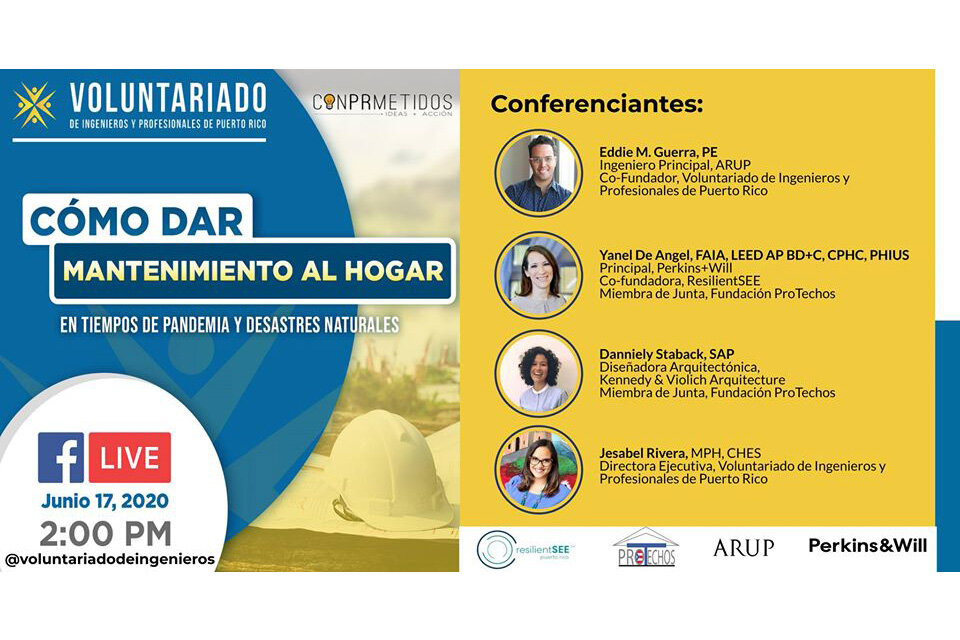  After months of hard work, I'll be part of a panel discussion with Yanel de Angel #resilientSEE-PR, Eddie Guerra #ARUP, and Jesabel Rivera #VoluntariadodeIngenieros as part of a series of bilingual educational webinars on resilient construction that