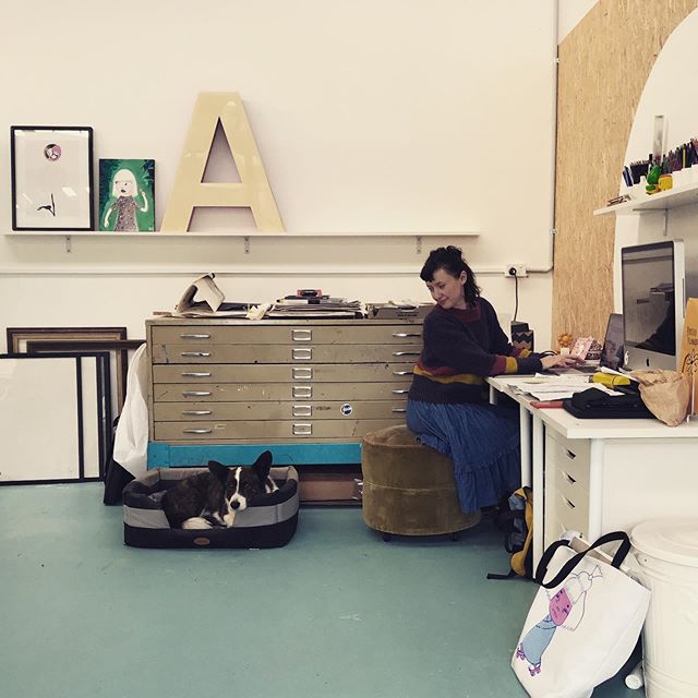 New studio is &lsquo;A&rsquo; for awesome! 
@peachesandkeen sure know how to make a space look fancy:)
Thanks for the A @johskelton 
#studio #corgi #corgionpatrol #lettera #illustrator