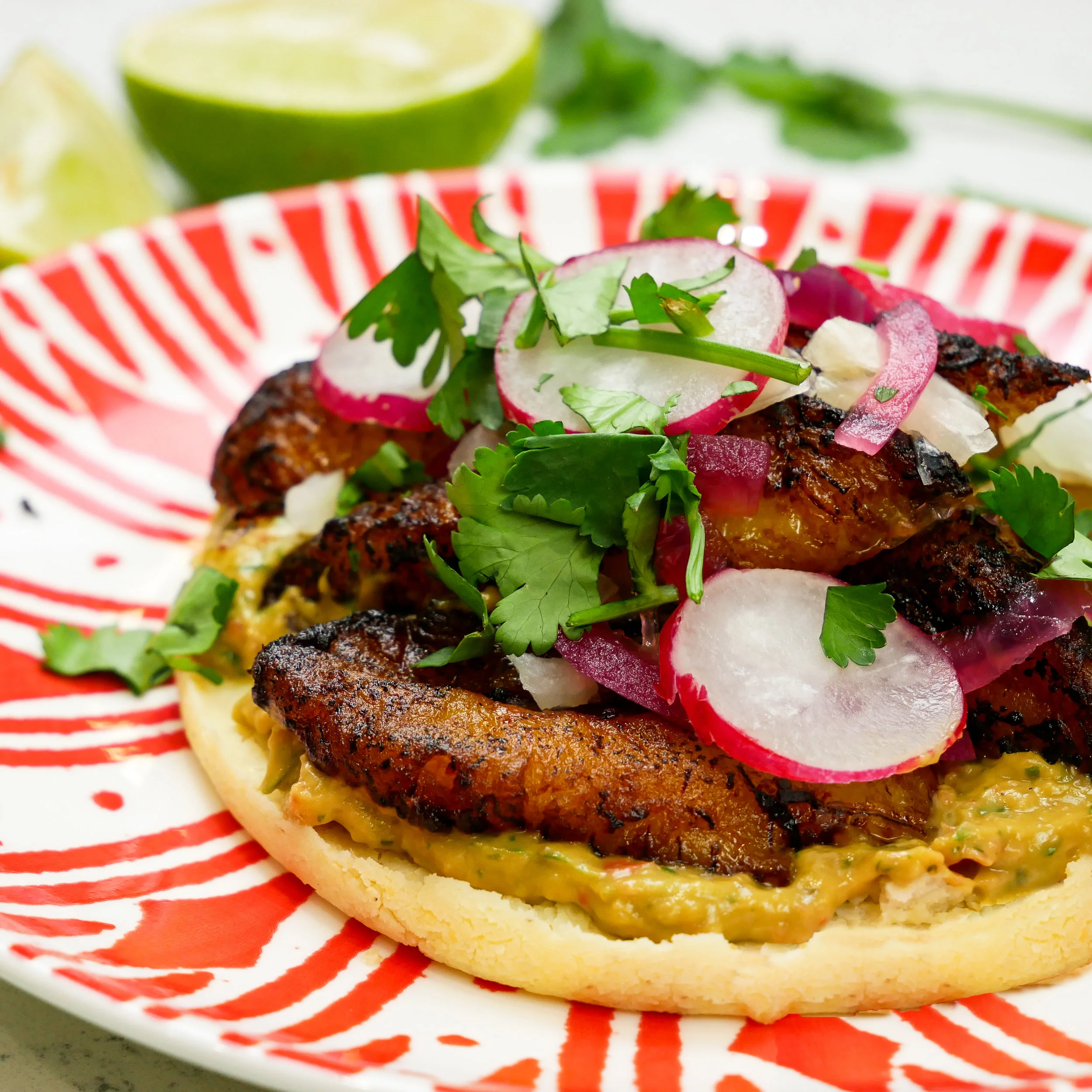Plantain &amp; Guasacaca Arepas