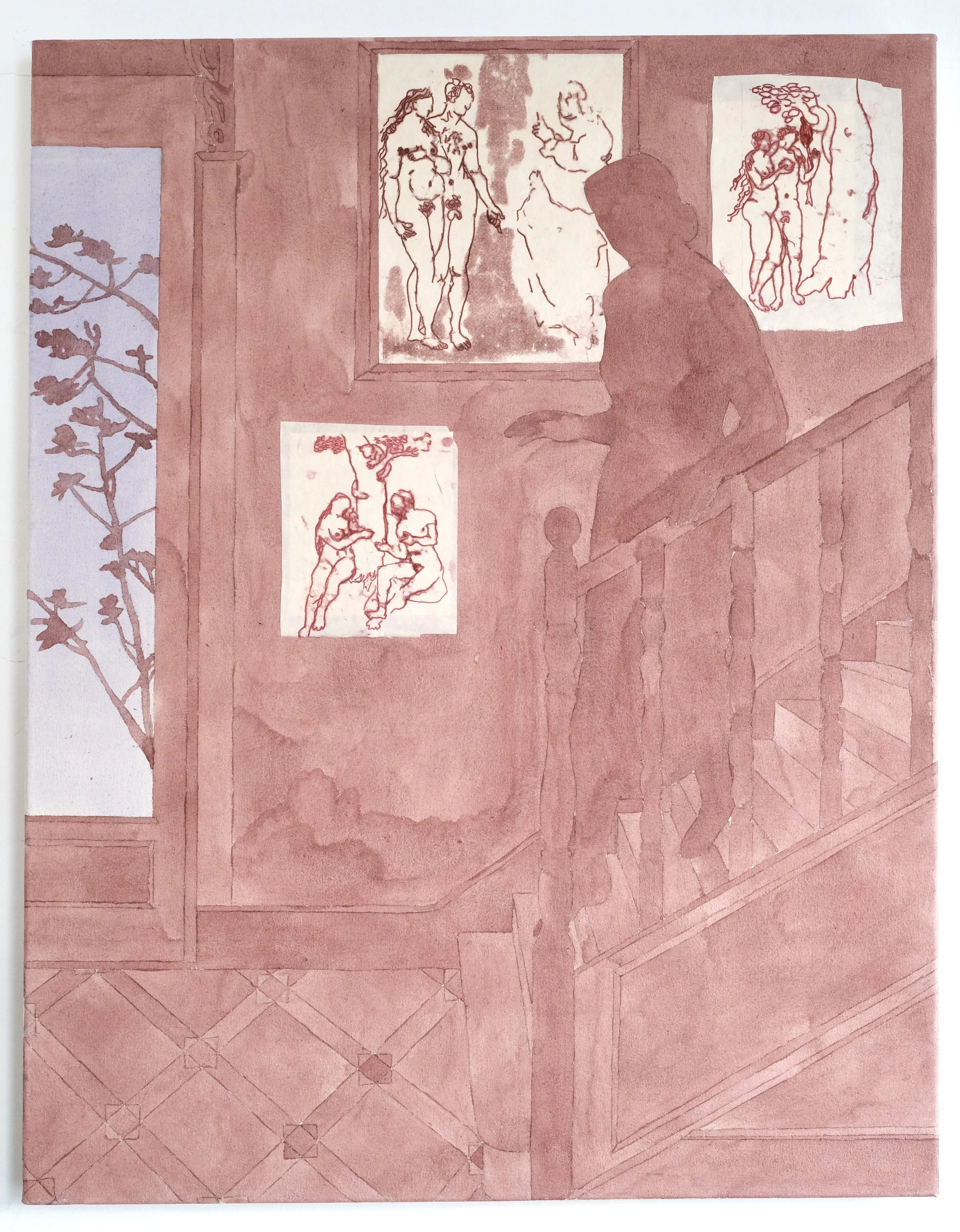   Spring is Coming   Jake Garfield and Bobbye Fermie Acrylic, monotype and collage on canvas 70 × 90 cm  For enquiries please contact katherine@oliverprojects.com 