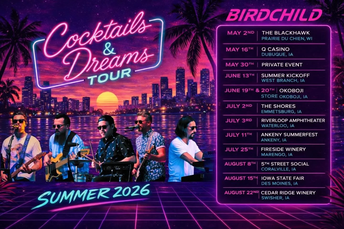 Summer is looking REAL good! 
Our Cocktails &amp; Dreams Tour is officially on the calendar&mdash;new cities, returning favorites, and all the songs you love. 

Check the dates and come find us!