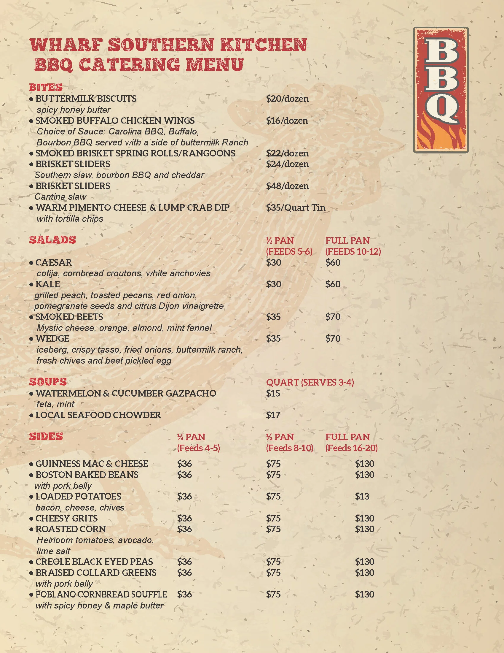 Sk Bbq Menu Wharf Southern Kitchen Whiskey Bar