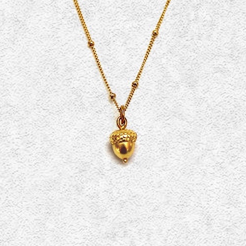 Rose Gold Acorn Necklace - Swarovski 