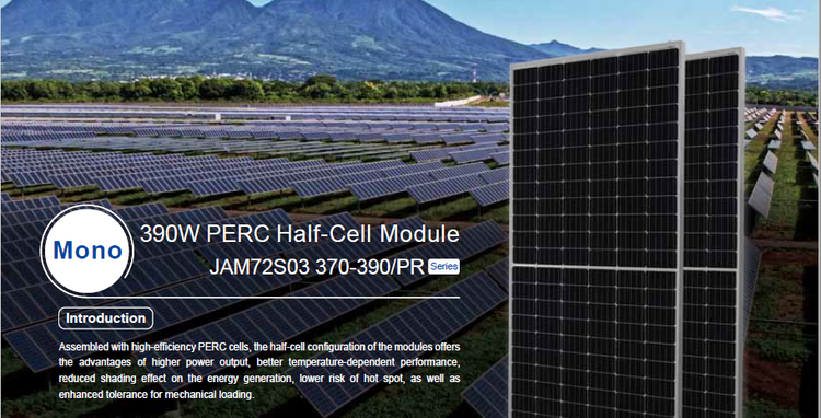 Imagem retirada de uma folha de dados da JA SOLAR.