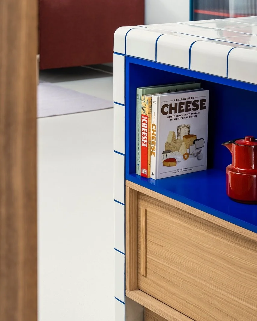 Kitchen details at our Borneo home.

This island is wrapped in @Dtile ceramics, a modular tile system that allows for fully curved and cornered surfaces without breaking the rhythm.⁠
⁠
Rounded edges, flush finishes, and the blue grout give this funct
