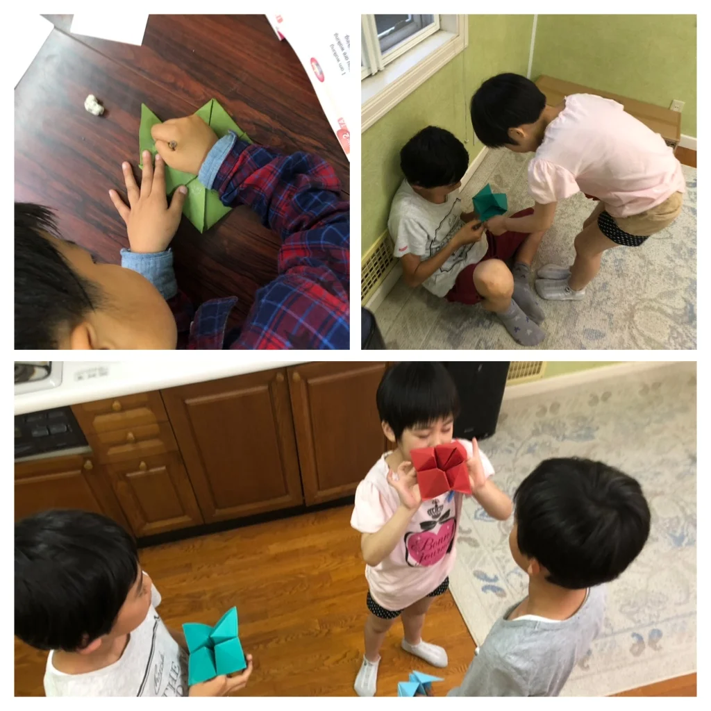 The 3rd graders made fortune tellers mainly based off the “you are….” format. For example “you are singing” was a popular choice - if you choose it, you have to sing a song! 🎤 😆