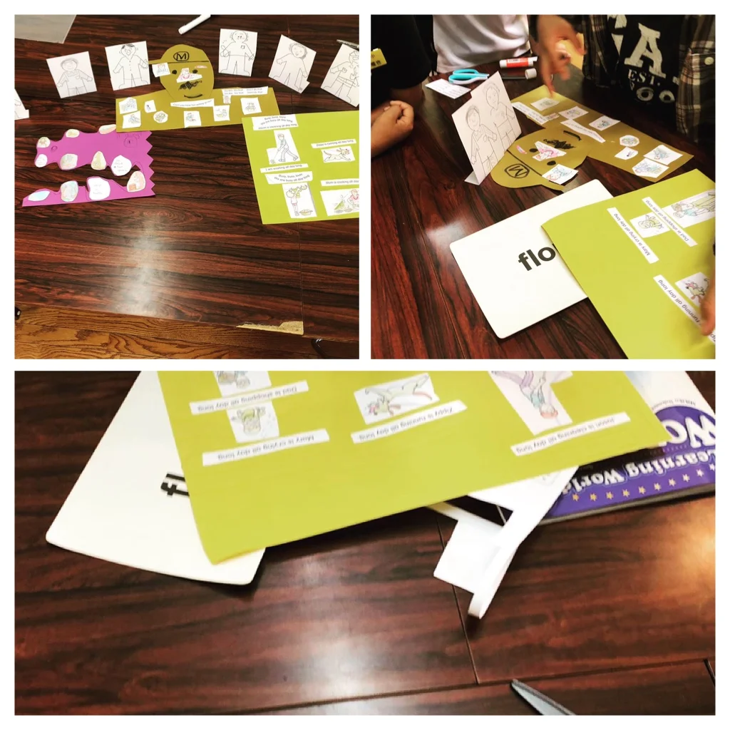 The 4th graders made すごろく maps based off of content in unit 2 - indeed, we took the pages from the book and totally rearranged them! They could choose the theme. We had to pick characters in the beginning with “What do you do?” “We are scientists” 👨🔬