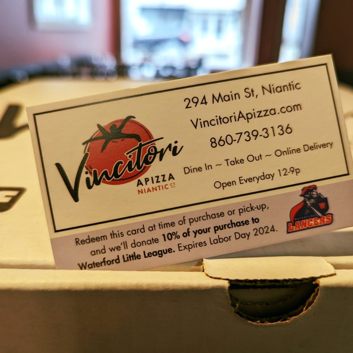 Stop by our tent for pizza at @waterfordlittleleague, Tuesdays during the season. 

💥 On Tuesday, April 23, we'll be giving out these donation cards. 

#supportlocal #supportyourcommunity #giveback #waterfordct #ctshoreline #kidsarethefuture