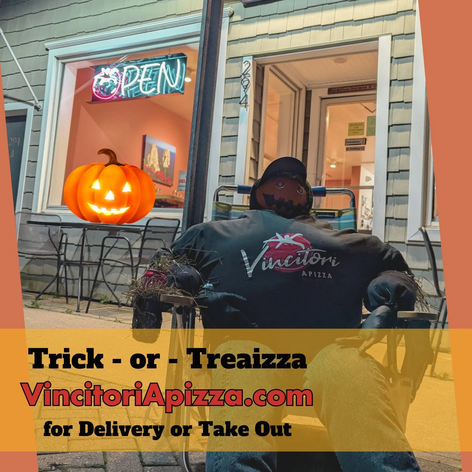 Happy Halloween!! 
🎃🍕🎃🍕🎃🍕🎃🍕🎃🍕🎃🍕🎃
Open 12-9 Every Day! 

VincitoriApizza.com | 860-739-3136 | 294 Main St, Niantic