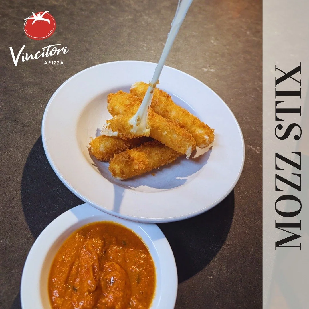 Scratch-made mozzarella sticks with our signature focaccia sauce = ultimate comfort food for this winter that keeps draggin' on...

For a limited time, enjoy these large, melty mozzarella sticks. Panko-crusted and deep fried for a satisfying crunch! 
