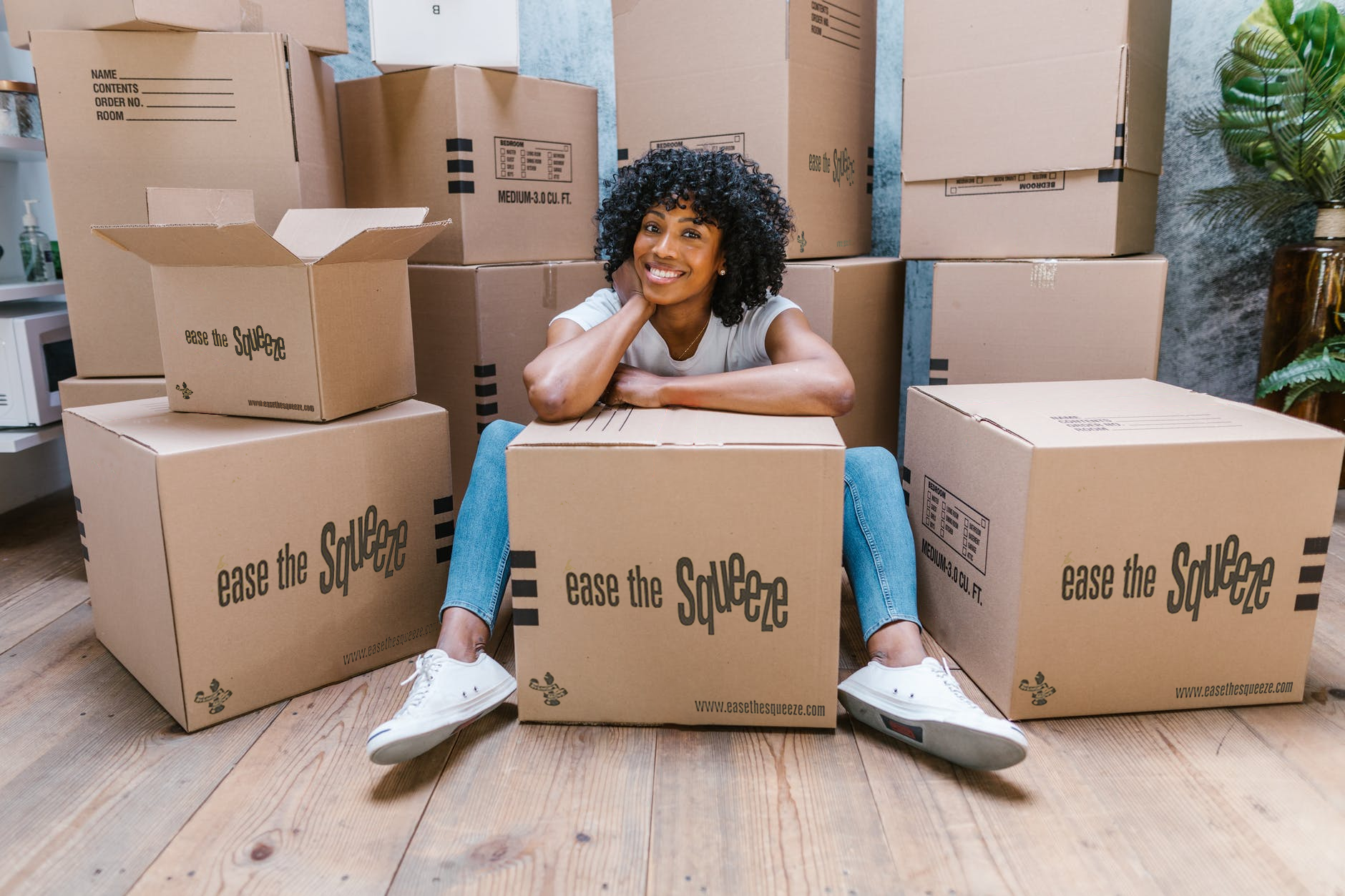 Ease the Squeeze cardboard moving boxes