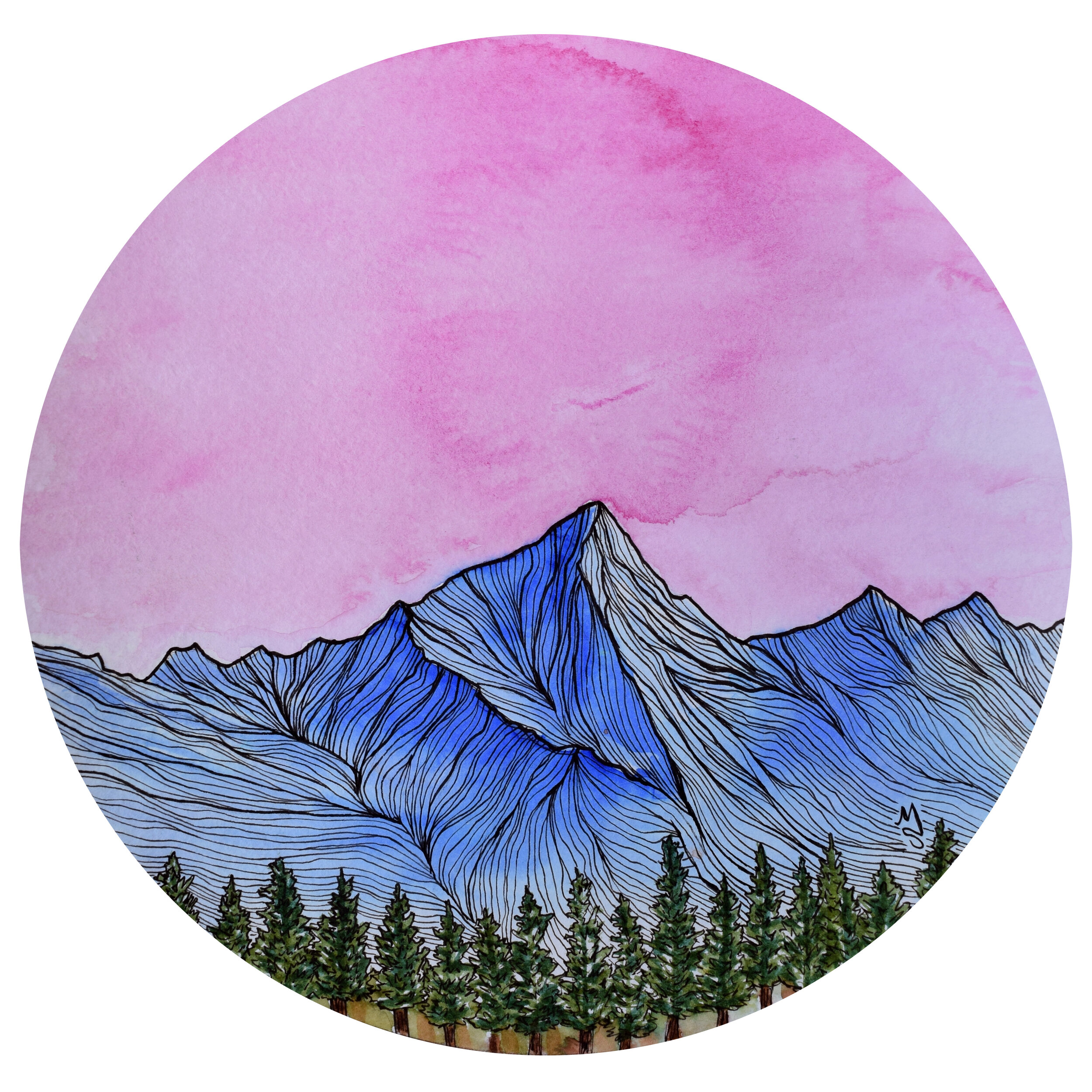 Mountain and Pink Skies