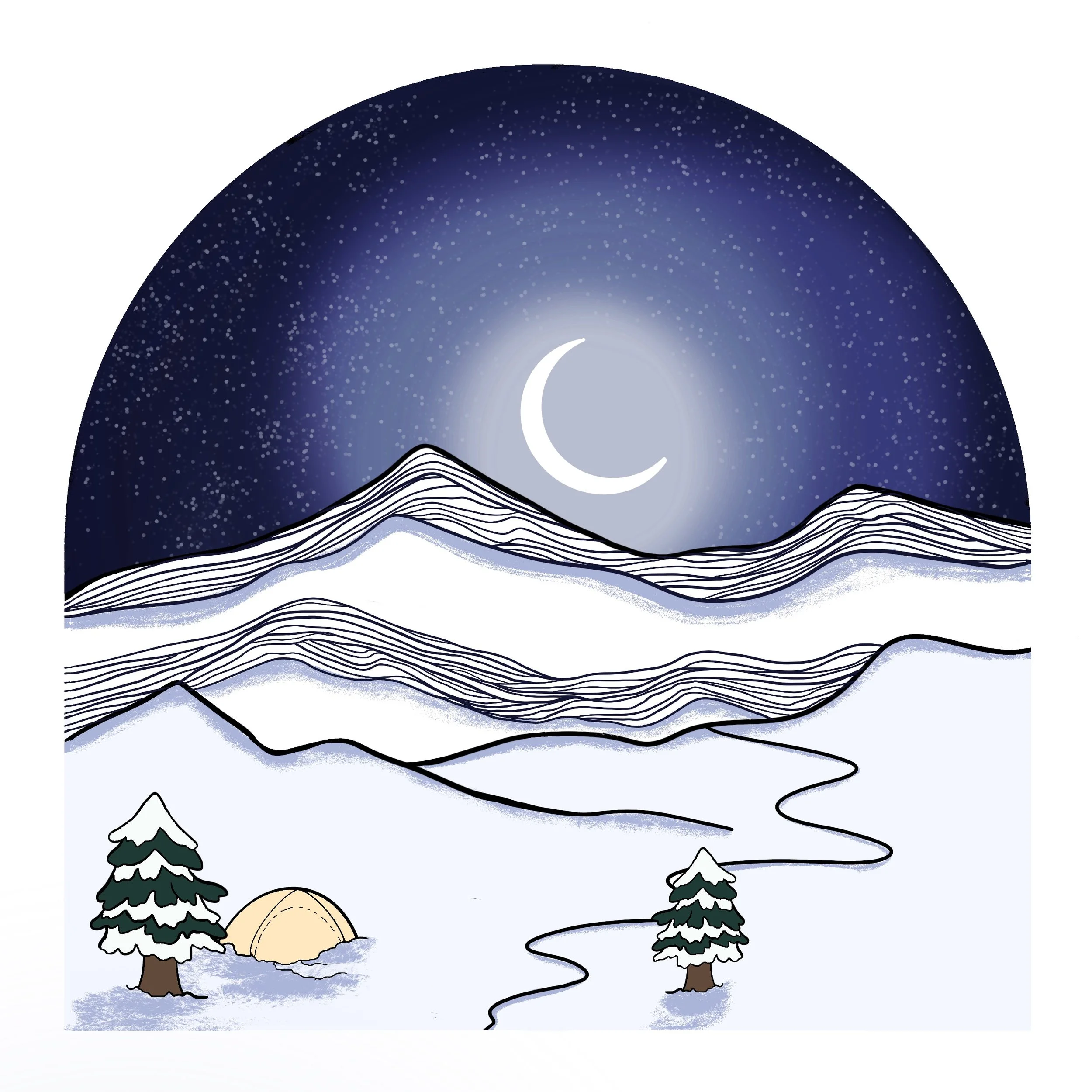Winter Camping 3" Vinyl Sticker