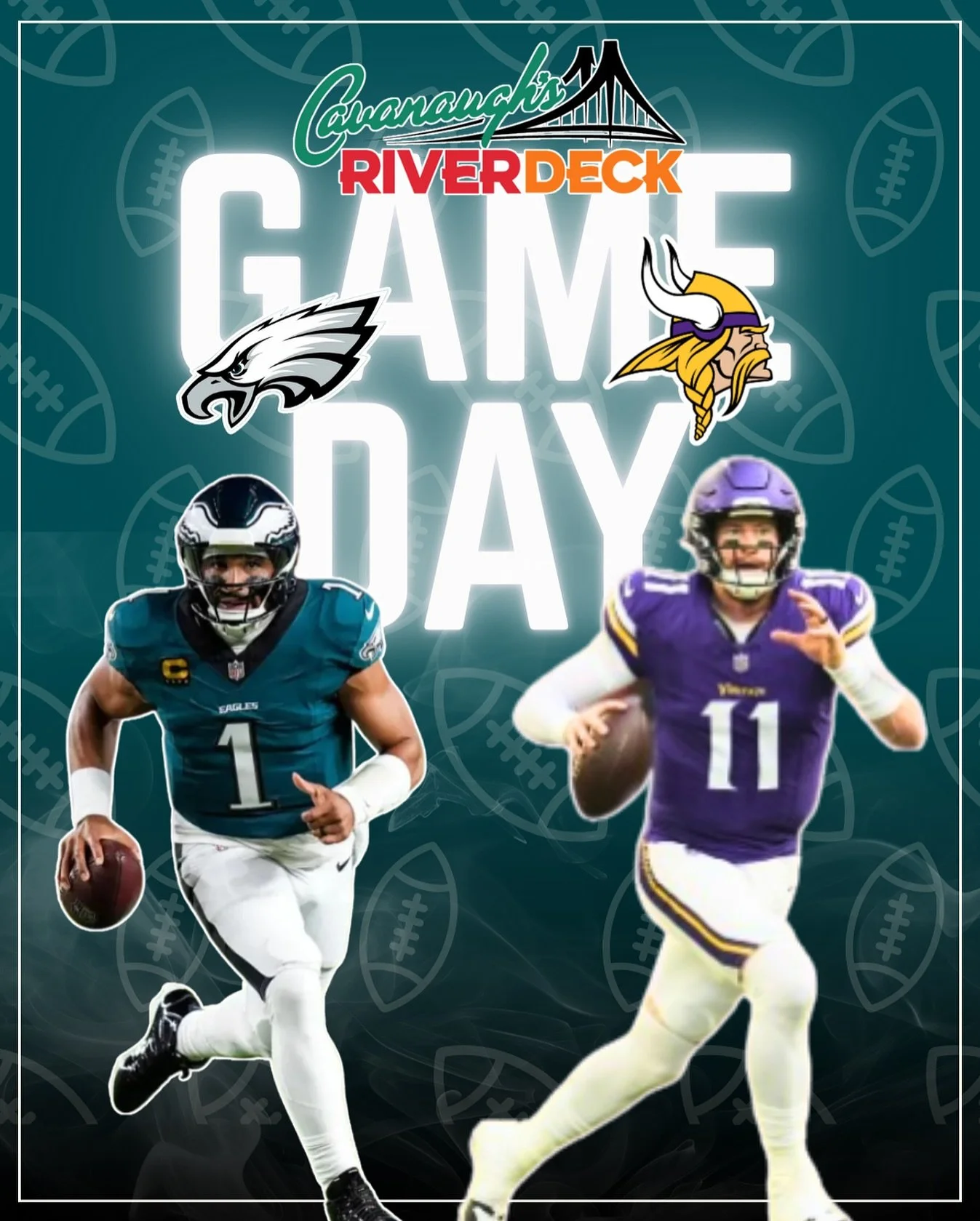 Eagles ENERGY on DECK! 👏 Week 7: Eagles VS Vikings, 1pm. LET’S FLY BIRD GANG! 🦅 Open Bar + Buffet, 12pm - Halftime… $30 advance | $35 door - GO BIRDS! 💚
Tickets Link in Bio!
•
•
•
#CavsRiverdeck #Week7 #GoBirds #FlyEag