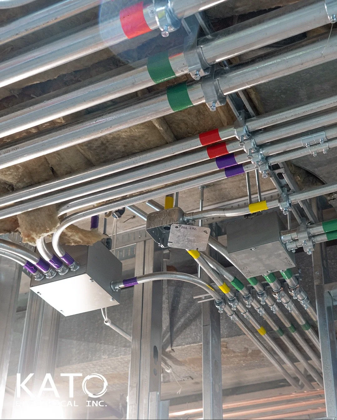 Early stages, but already looking sharp. ⚡️

Our team&rsquo;s been hard at work on this site laying down some impressive, color-coded conduit. Every bend and measurement done with precision. 

Methodical, clean, and built to last. 💪

#KatoElectrical