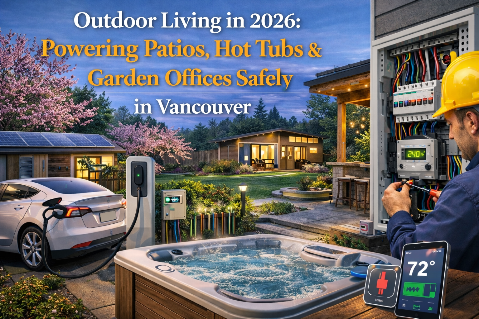 Outdoor Living in 2026: Powering Patios, Hot Tubs &amp; Garden Offices Safely in Vancouver