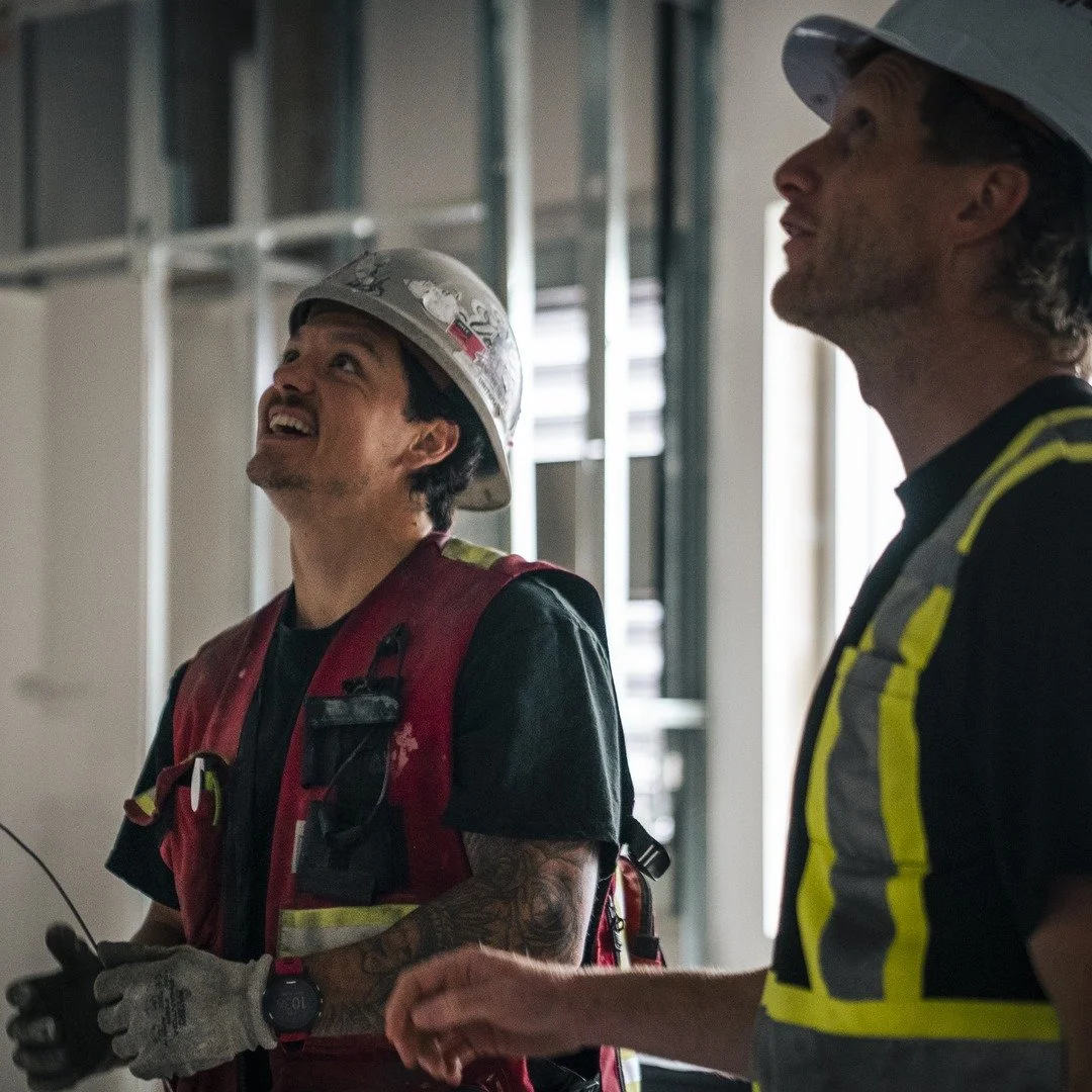 Always looking up 👀⚡ Two of our commercial crew sizing up the overhead run before it goes in. Half the job is the plan before the pull. 👷

#CommercialElectrical #ElectricalContractor #Vancouver #YVR #ConstructionSite #Electrician #CommercialConstru