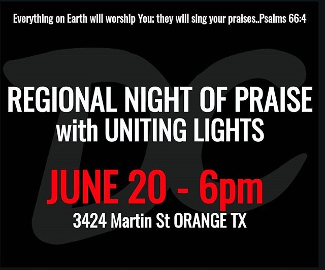 REGIONAL NIGHT OF PRAISE - 6/20 - 6pm
-Our heart at DC is uniting the body &amp; here is another opportunity for just that. 
@unitinglights will be joining us to partner with Heaven &amp; release a new sound over the region. We will be going after th