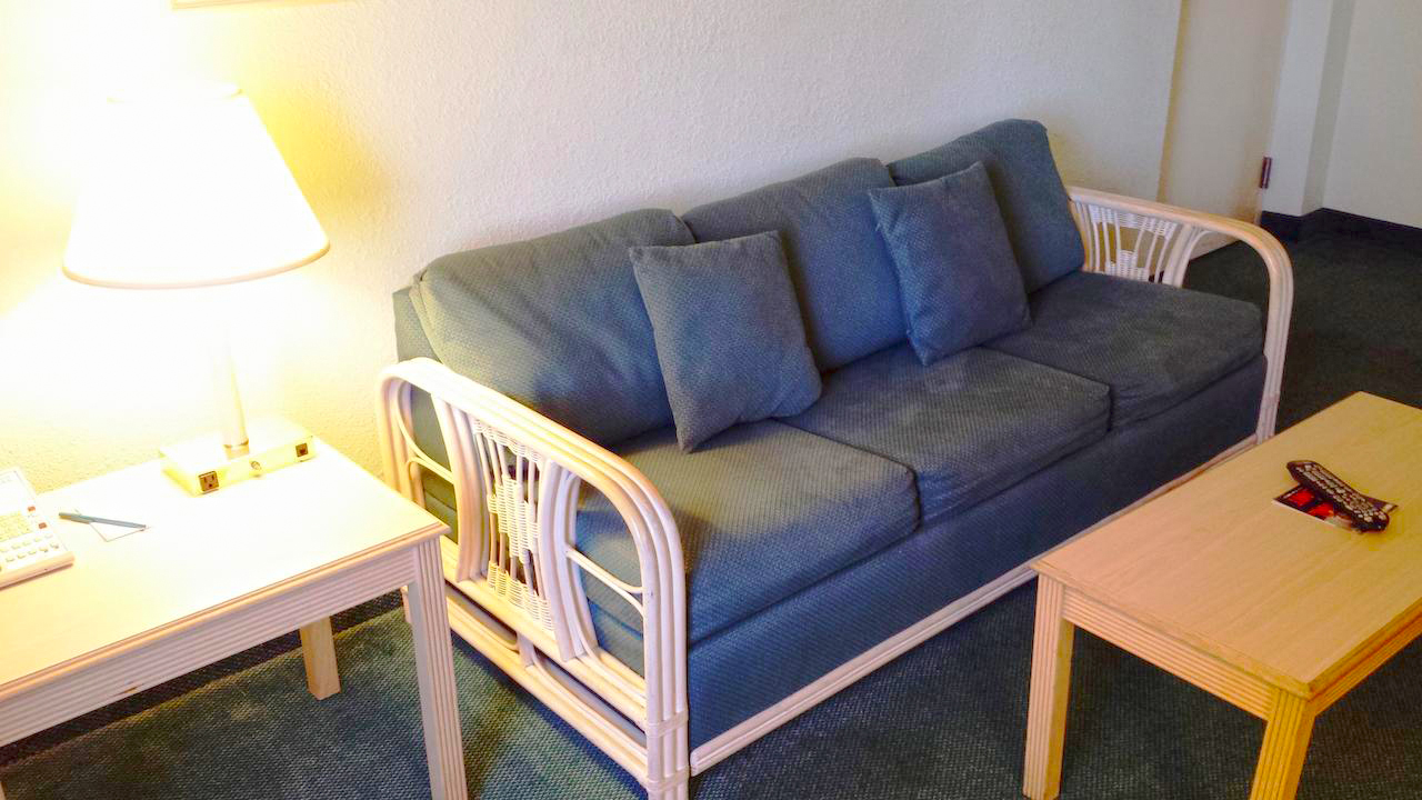 separate sitting area with sofa-bed and chair