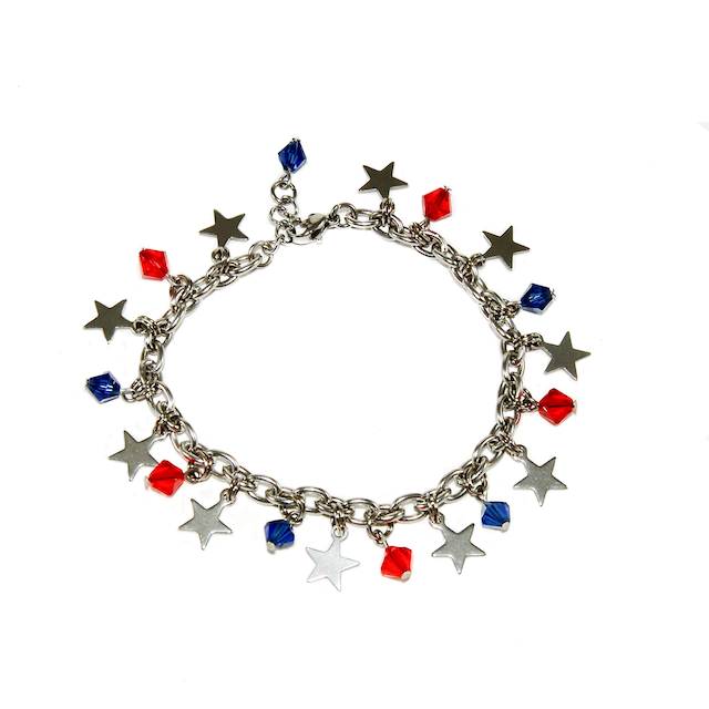 Red White and Blue Patriotic Charm Bracelet