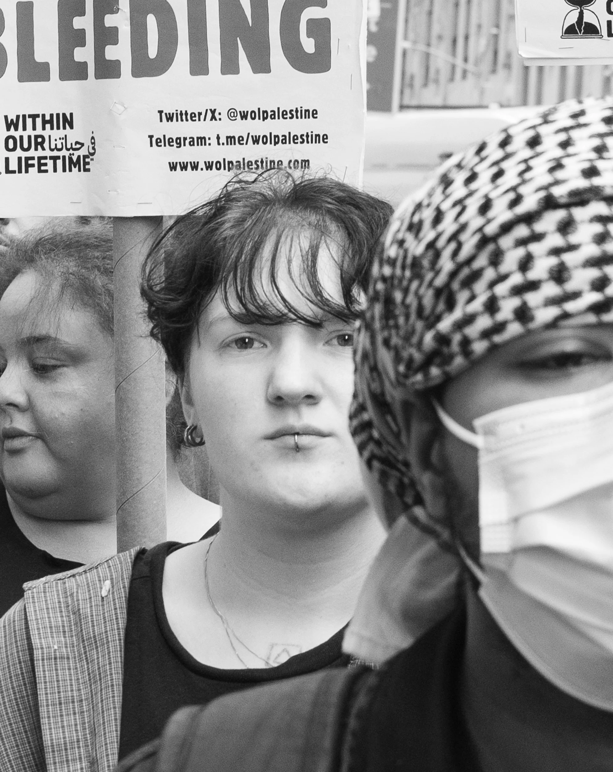 Protestor With Lip Ring, Outside Fox News, 2025